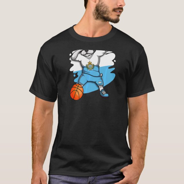 T-shirt Dabbing French Buldog San Marino Fan de basket-bal (Devant)