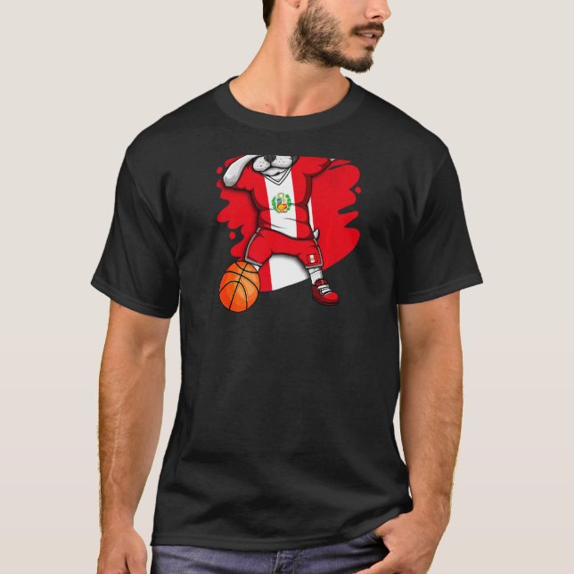 T-shirt Dabbing French Bulldog Pérou Basketball Fan Jersey (Devant)