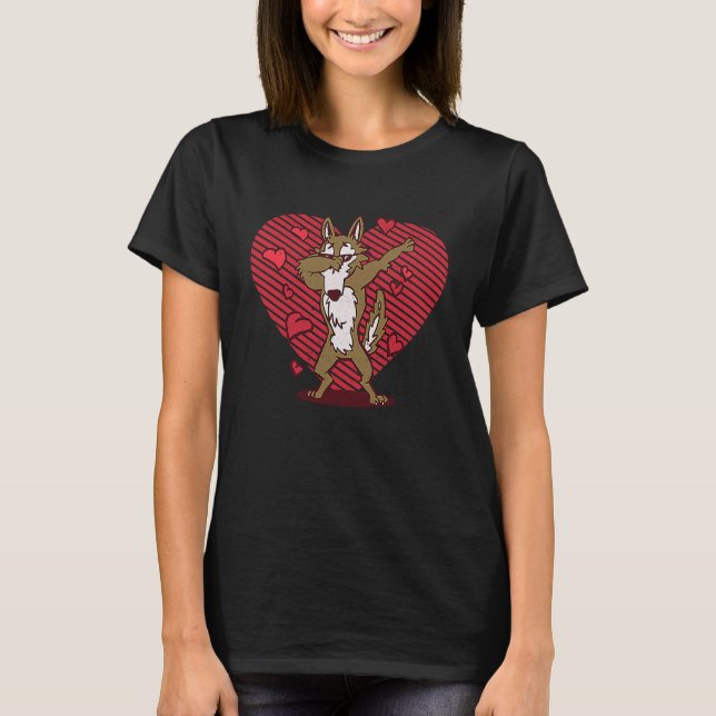 T-shirt Dabbing German Shepherd Coeur Valentines Jour Amou (Devant)