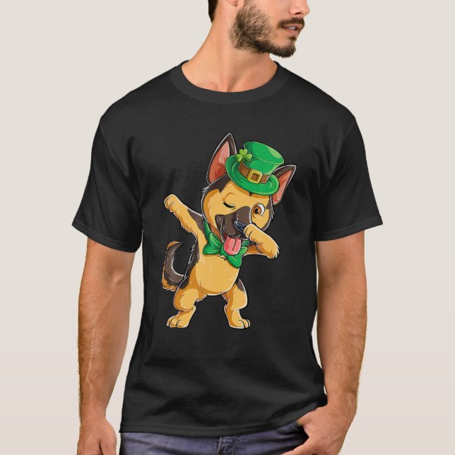 T-shirt Dabbing German Shepherd St Patricks Day Boys Lepre (Devant)