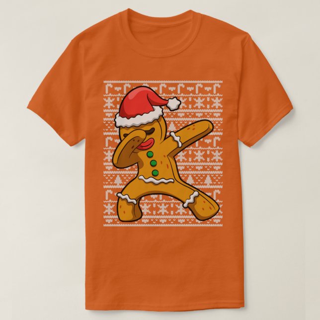 T-shirt Dabbing Gingerbread Man laide de Noël (Design devant)