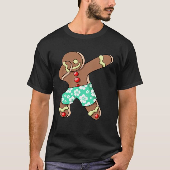 T-shirt Dabbing Gingerbread Man Xmas Boy Christmas In July (Devant)