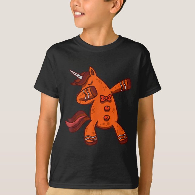 T-shirt Dabbing Gingerbread Unicorn Cookie Christmas  (Devant)