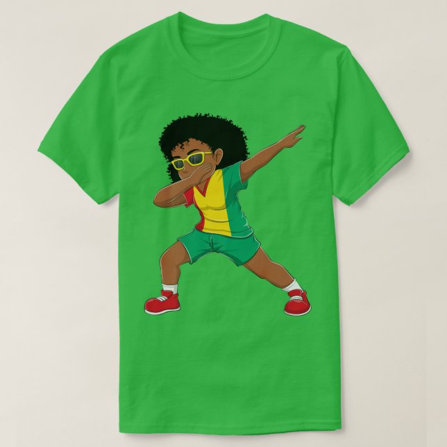 T-shirt Dabbing Girl Guineans Guinée Drapeau Enfants Dab D (Design devant)