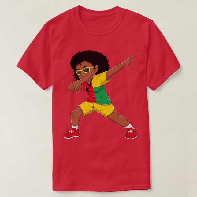 T-shirt Dabbing Girl Guinée Bissau Drapeau Enfants Dab Dan (Design devant)