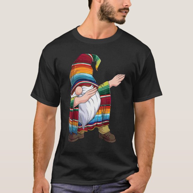 T-shirt Dabbing Gnome Cinco De Mayo Poncho Serape Mexicain (Devant)