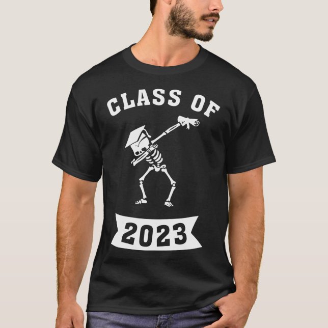 T-shirt Dabbing Graduation Class 2023 Skeleton Dab School (Devant)