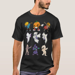 T-shirt Dabbing Halloween garçons Skeleton Zombie effrayan