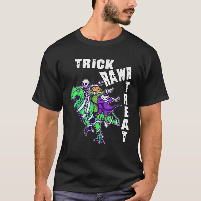 T-shirt Dabbing Halloween garçons Skeleton Zombie effrayan (Devant)