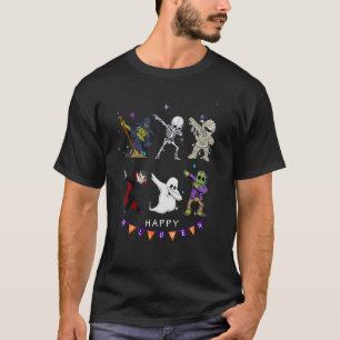 T-shirt Dabbing Halloween garçons Skeleton Zombie effrayan
