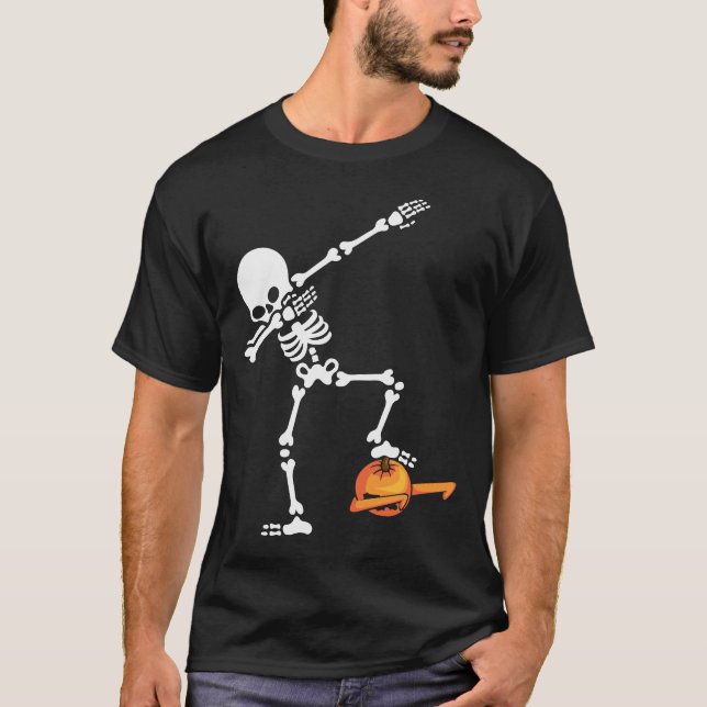 T-shirt Dabbing Halloween garçons Skeleton Zombie effroi (Devant)