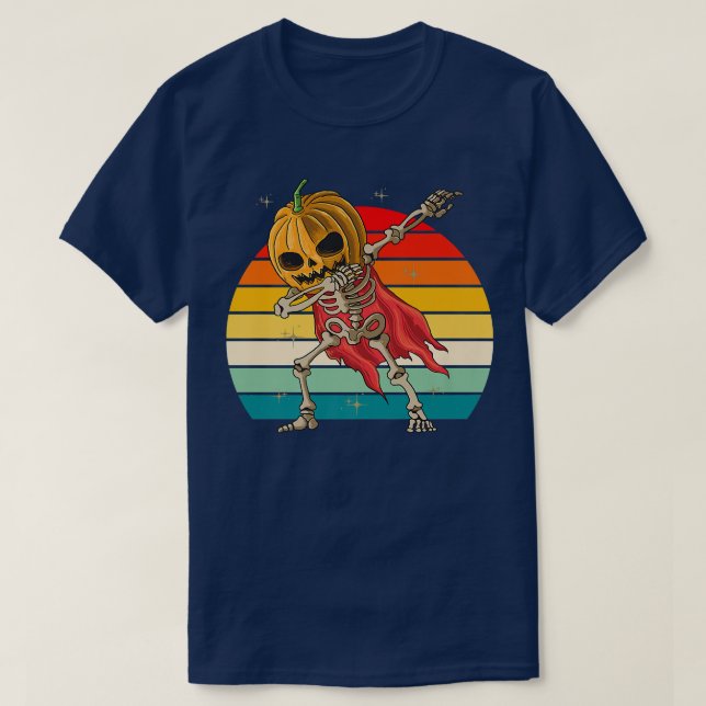 T-shirt Dabbing Halloween JackoLantern Squelette Citrouill (Design devant)