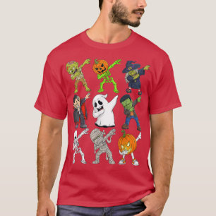 T-shirt Dabbing Halloween Skeleton Zombie Scary Pumpkin Va