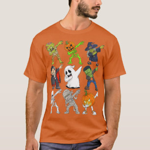 T-shirt Dabbing Halloween Squelette Zombie Citrouille effr