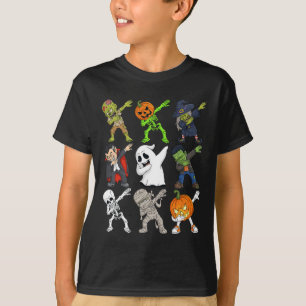 T-shirt Dabbing Halloween Squelette Zombie Citrouille effr
