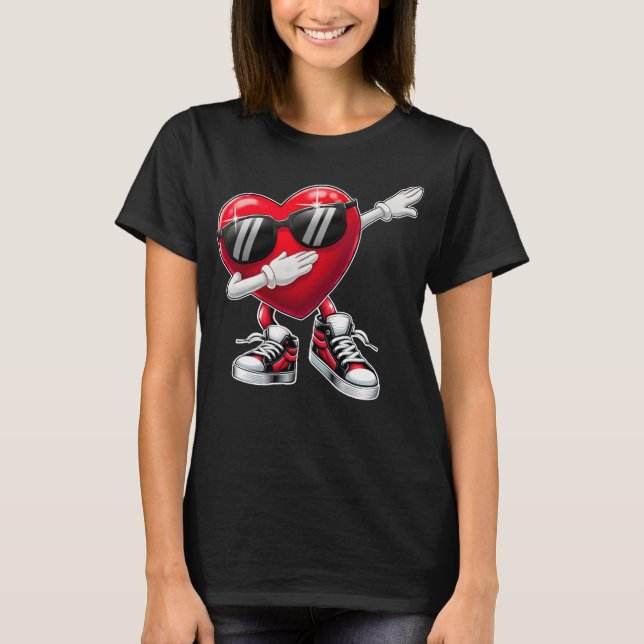 T-shirt Dabbing Heart Cool Love Valentine (Devant)