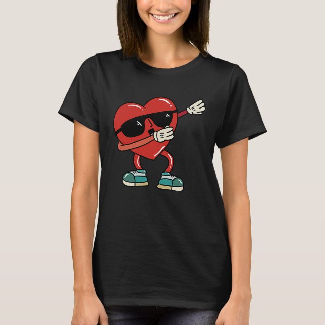 T-shirt Dabbing Heart   Mens Kids Boys Valentines Day (Devant)