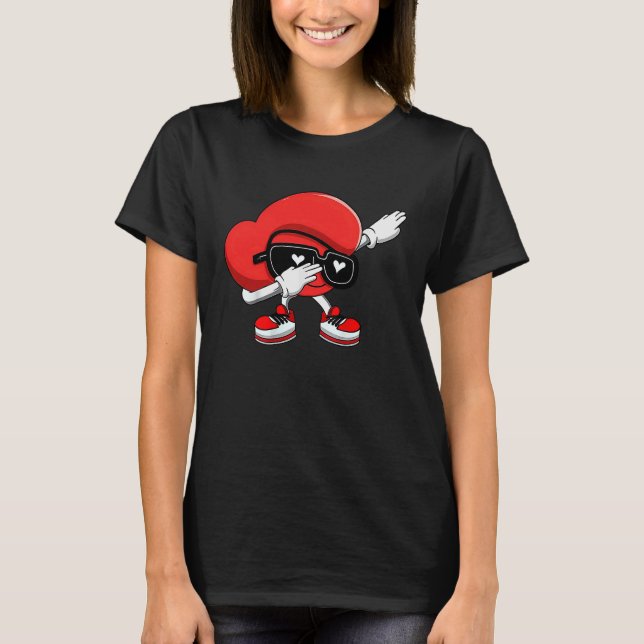 T-shirt dabbing heart  toddler girls kids boys valentines  (Devant)