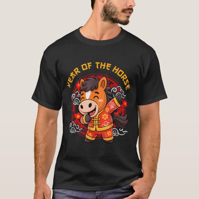 T-shirt Dabbing Horse Chinese New Year Of The Horse2026  (Devant)
