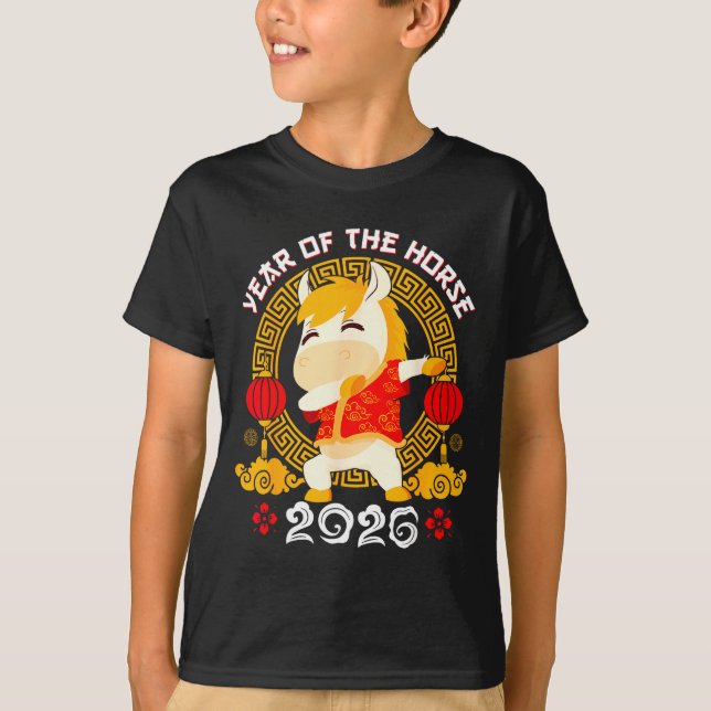 T-shirt Dabbing Horse Chinese New Year Of The Horse2026  (Devant)