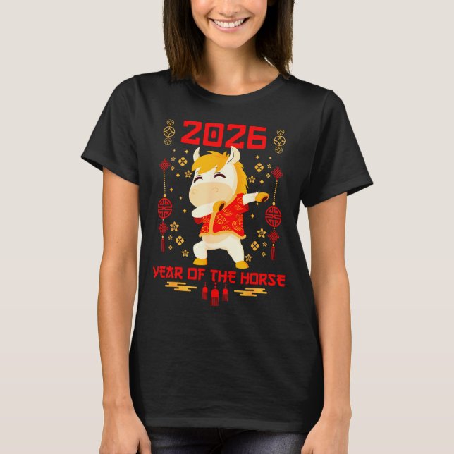 T-shirt Dabbing Horse Chinese New Year Of The Horse2026  (Devant)