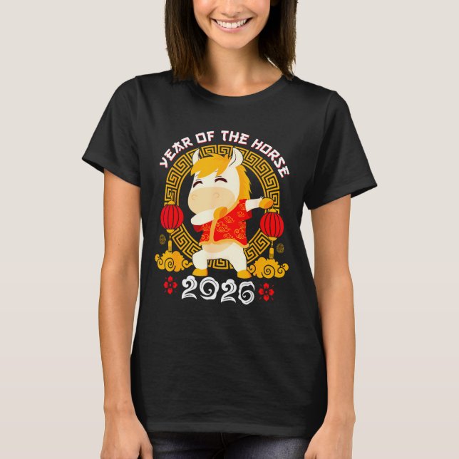 T-shirt Dabbing Horse Chinese New Year Of The Horse2026  (Devant)