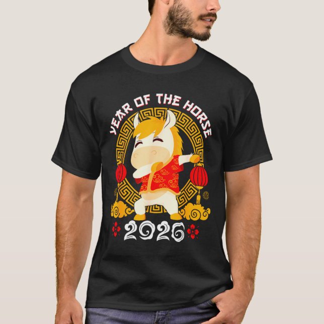 T-shirt Dabbing Horse Chinese New Year Of The Horse2026  (Devant)