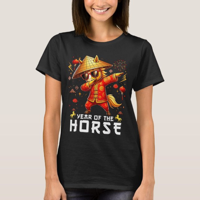 T-shirt Dabbing Horse Lunar Chinese New Year Of The Horse  (Devant)