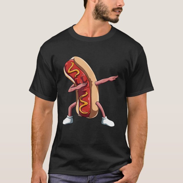 T-shirt Dabbing Hot Dog Dab Hot Amoureux de les chiens Nat (Devant)