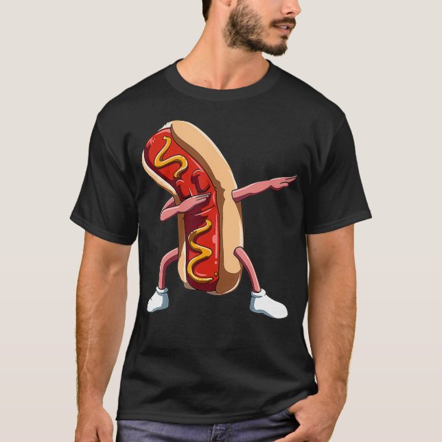 T-shirt Dabbing Hot Dog Dab Hot Amoureux de les chiens Nat (Devant)