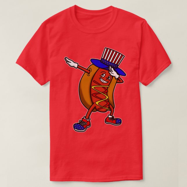 T-shirt Dabbing Hot Dog Fête de l'indépendance (Design devant)