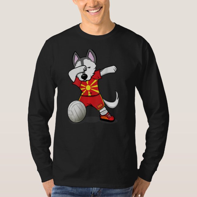 T-shirt Dabbing Husky Macedonia Volleyball Fans   Macedoni (Devant)