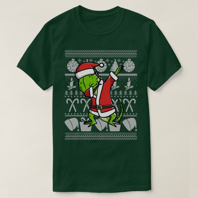 T-shirt Dabbing Iguana Ugly Sweater Graphic (Design devant)