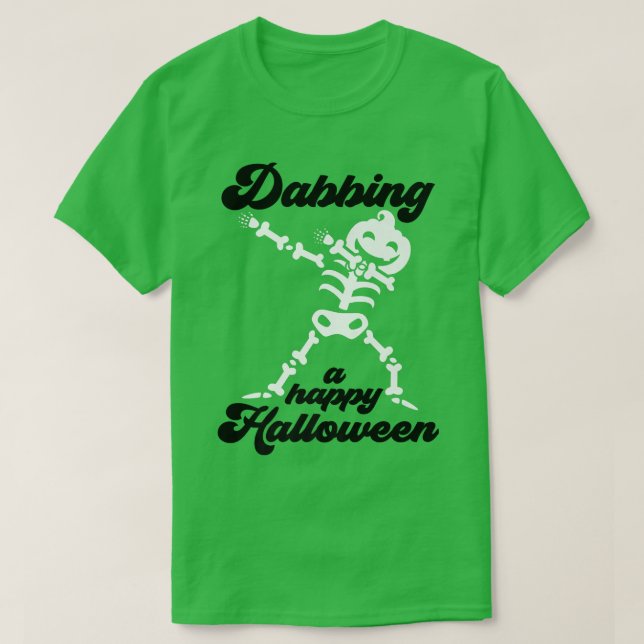 T-shirt Dabbing Jack-o'-lantern Skeleton (Design devant)