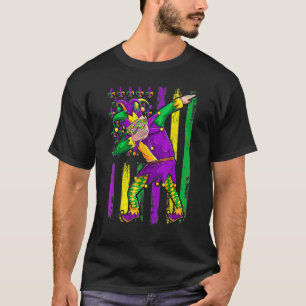 T-shirt Dabbing Jester Mardi Gras Masque Drapeau Costume C