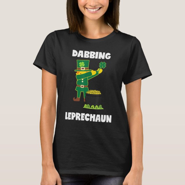 T-shirt Dabbing Leprechaun Green Lucky Shamrock St Patrick (Devant)