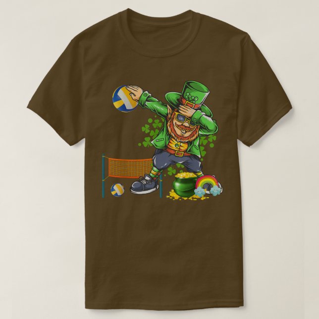 T-shirt Dabbing Leprechaun Jouer au volleyball Patrick Day (Design devant)
