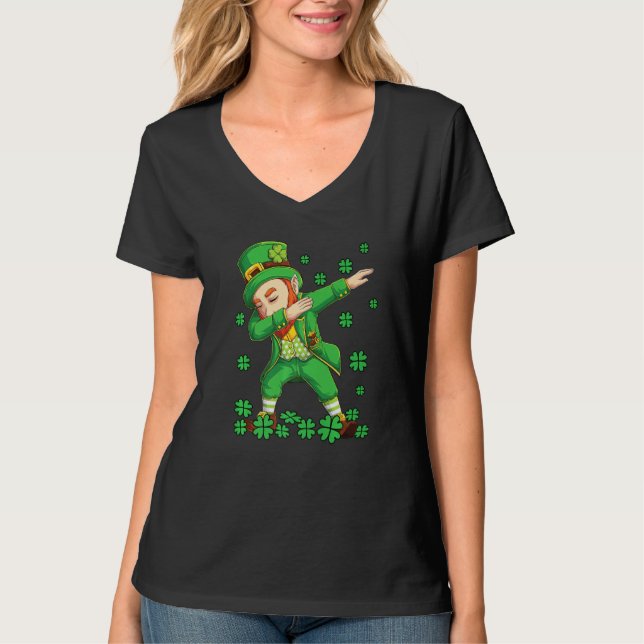 T-shirt Dabbing Leprechaun Saint Patricks Day 2022 Garçons (Devant)