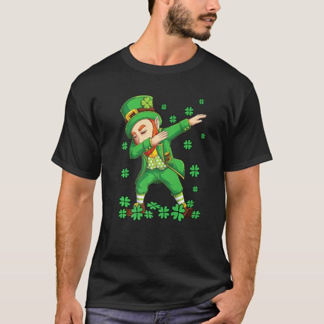 T-shirt Dabbing Leprechaun Saint Patricks Day 2022 Garçons (Devant)