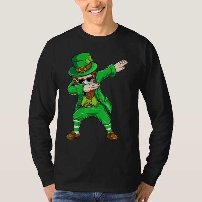 T-shirt Dabbing Leprechaun Visage Masque St Patrick's Day  (Devant)