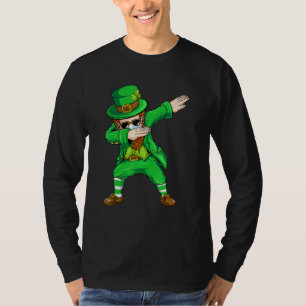 T-shirt Dabbing Leprechaun Visage Masque St Patrick's Day 