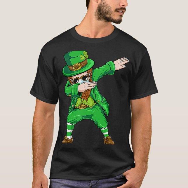 T-shirt Dabbing leprechaun Visage Masque St Patrick's Day  (Devant)