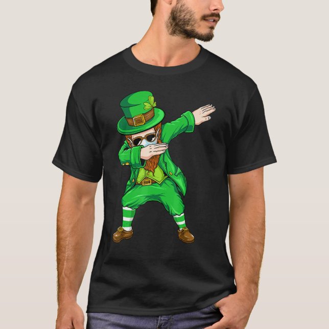 T-shirt Dabbing Leprechaun Visage Masque St Patrick's Day  (Devant)