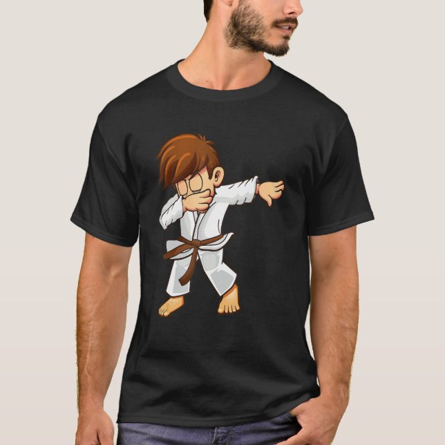 T-shirt Dabbing martial artists with brown belt Karate and (Devant)
