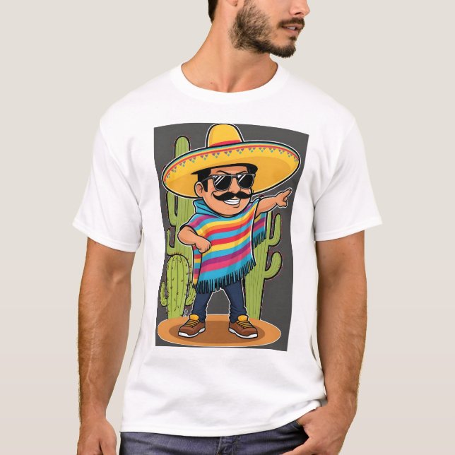 T-shirt Dabbing Mexicain Poncho Cinco de Mayo Hommes Sombr (Devant)