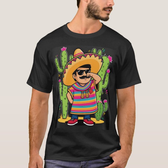 T-shirt Dabbing Mexicain Poncho Cinco de Mayo Hommes Sombr (Devant)