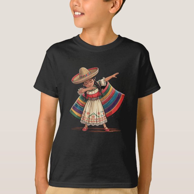 T-shirt Dabbing Mexicain Poncho Sombrero Cinco De May (Devant)