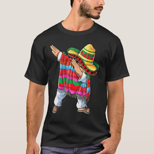 T-shirt Dabbing Mexicaine Poncho Cinco De Mayo Garçons Hom (Devant)