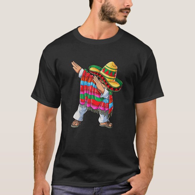 T-shirt Dabbing Mexicaine Poncho Cinco De Mayo Garçons Hom (Devant)