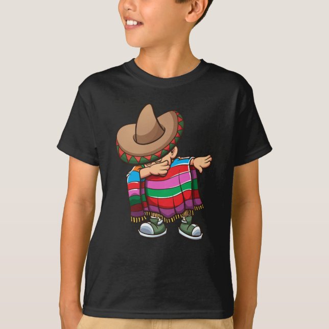 T-shirt Dabbing Mexican Kid avec Sombrero et Sombrero (Devant)